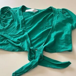 Green Tie-Front Crop Top